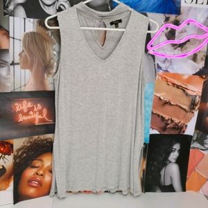 Keyhole grey long tank top